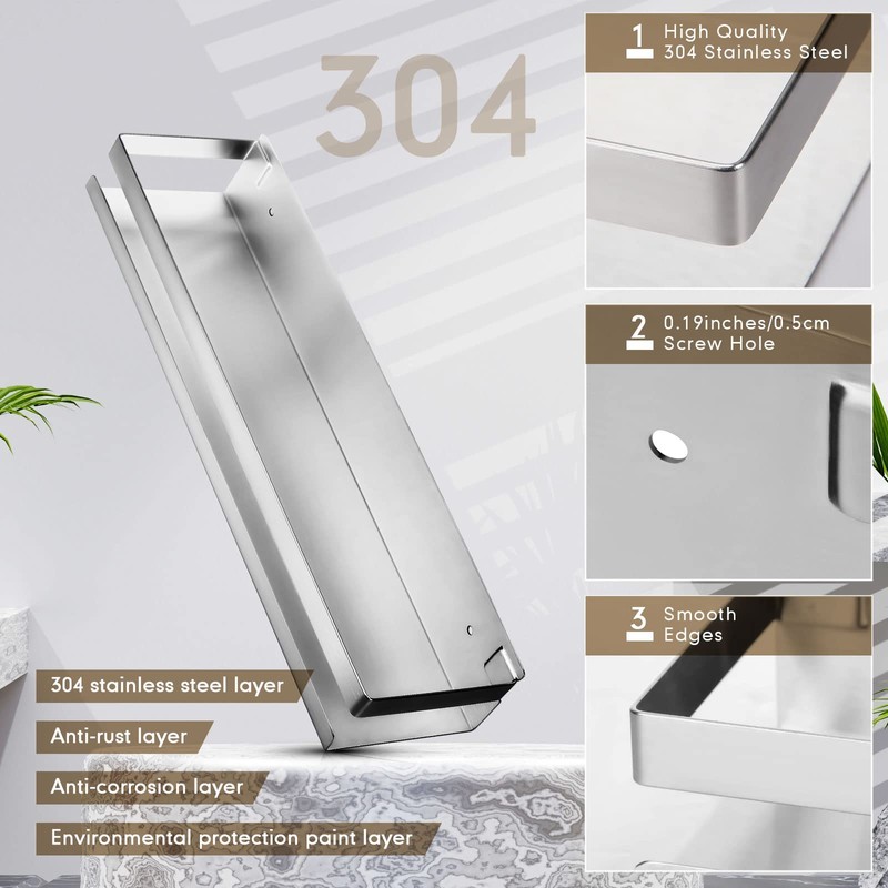 Lallisa 2 Pieces Stainless Steel Shelf Bathroom Shower Floating Shelves