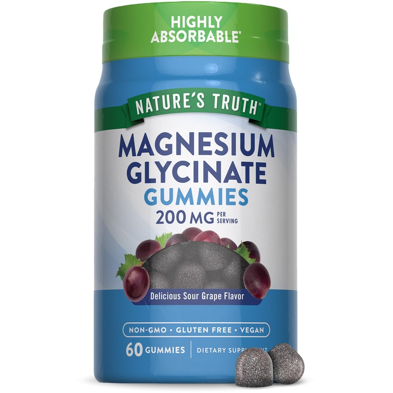 Natures Truth Glicinato de Magnesio 200 mg 60 Gomitas Sabor