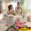 ANRO Oilcloth tablecloth, wax tablecloth, washable garden tablecloth, postcard, roses,
