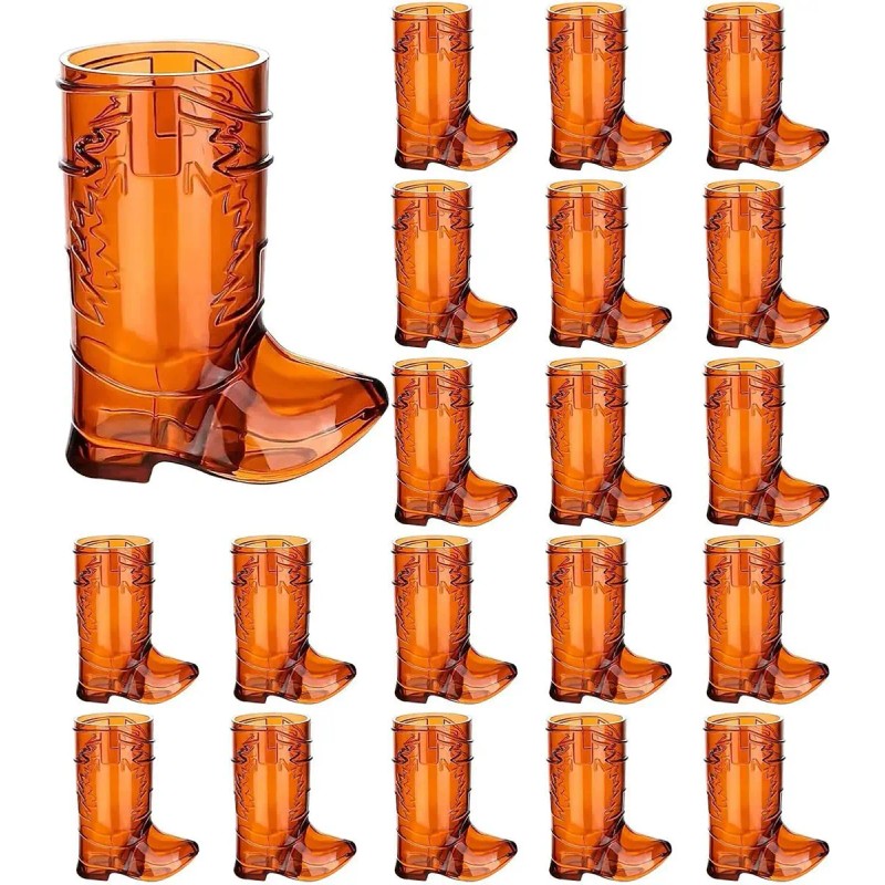 20 Vasitos Botas Vaquero Shots Caballitos Plástico 1 Oz Choc