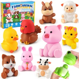 Coogam 10Pcs Farm Animal Matching Toys, Fine Motor Sorting Games for Kids Age 1-3, Montessori Learning Sensory Fidget Toy Gift for Baby Shower Bath Birthday