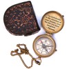 Solid Brass Thoreau's Go Confidently Quote Engraved Compass with Wooden
