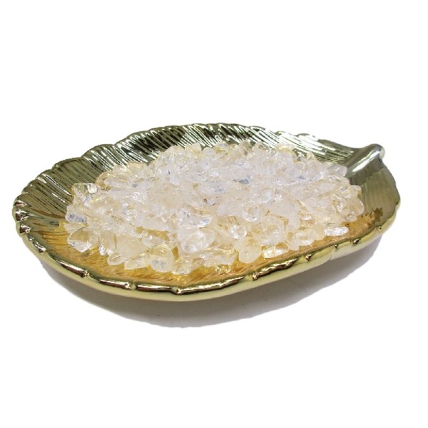 RELIGHT Natural Stone, Crystal, Ripple, Feather, Small Plate, 2-piece Set, Purification, Power Stone, Good Luck, Figurine, Interior Object, Gold, 3.5 oz (100 g)