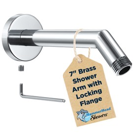 All Metal 7 Inch Shower Arm and Flange with Set Screw, Chrome | Wall Elbow Pipe and Cover Plate | Universal Replacement Part for Showerheads