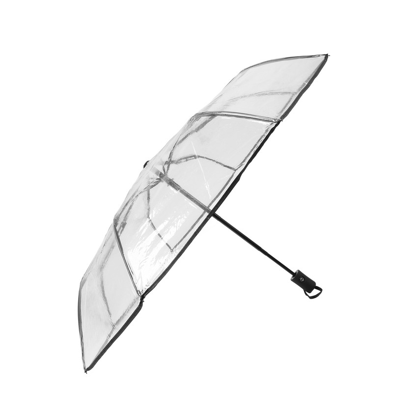 Clear Automatic Foldable Umbrella 8 Ribs 3 Folding Black Edging