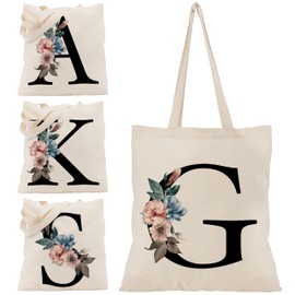 Initial Canvas Tote Bags for Womens - 35x40cm - Shoulder Tote Bag Birthday Gifts for Girl - Large Shopping Bag - Letter Bags (Initial #G)