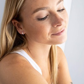 DEW Lightning Bolt Stud Earrings – Sterling Silver, Celestial Style, Facing Pair (Left and Right), Small and Comfortable, Great for Stacking