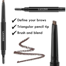 LAVONE Kit de Lápiz de Sello de Cejas para Cejas, Kit de Trío de Sellos de Cejas de Maquillaje Con Lápiz de Cejas Impermeable, Delineador de Ojos, Pomada de Cejas y Cepillo de Cejas de Doble Punta - C