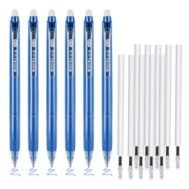 BAYTORY 16Pcs Erasable Gel Pens, 6Pcs Blue Ink Pens + 10Pcs Blue Refills