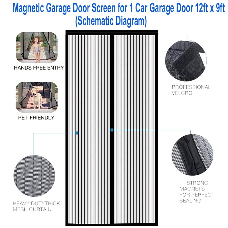 Premium Garage Door Screen for 1 Car Garage 12x9ft, Heavy