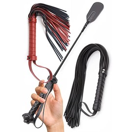 Crop Red Riding Whip, Black Leather Whip, Horse Whips, Equestrian Black Riding, Leather Riding Whip, Outdoor Sports Whips (Black)