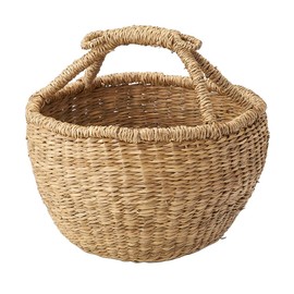 Made In Basket Hamper Handles Seagrass Storage puranta-kaba- Bali Sundries Asian Sundries Seaweed 水草 Natural Materials