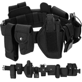 Battle Belt with Accessories 10 in 1 600d Oxford Cloth Utility Belt Adjustable Heavy Duty Tactical Combat for Daily Commuting, Hunting, Simulated Training, Black Tactical Men Gun, Style1, Style1