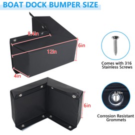 Dock Corner Bumper,Boat Dock Bumpers,Dock Corner Guard Dock Bumper Guards for Boat Deck,Screws Included(Black)