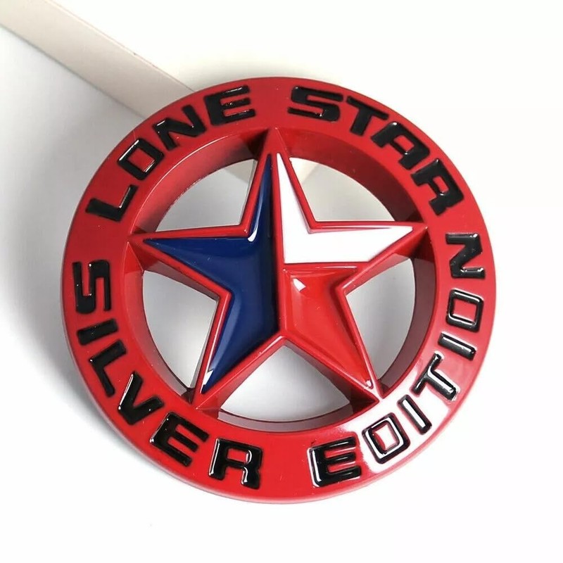 Pair Set Lone Star Silver Edition Texas Metal Badge Emblem