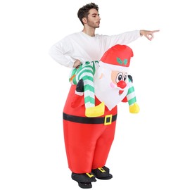 Soulty Inflatable Christmas Costume Blow up for Adult Unisex Smiling Santa Claus Xmas Costumes for Holiday Party Cosplay