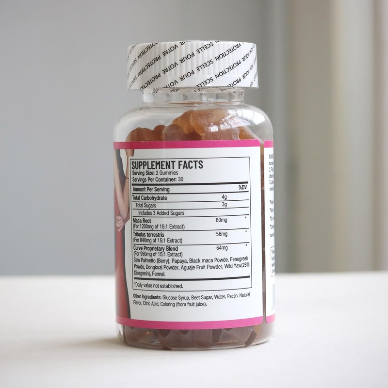 Wins Town Curve Maca Gummies, 3000mg Vitality Supplement for Women,