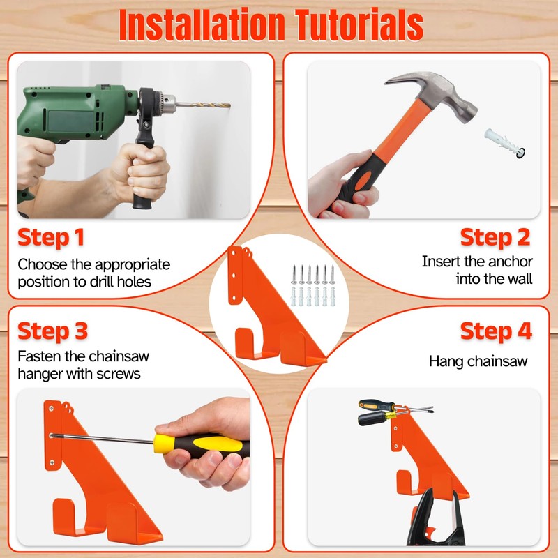 Jeogejin Chainsaw Hanger, 2 Pack Chainsaw Wall Mount, Heavy Duty