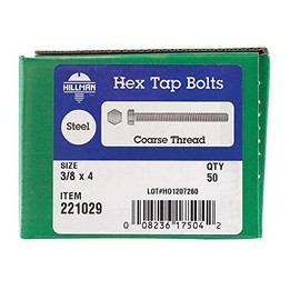 Hillman Hex Tap Bolts 3/8 " X 4 " Zinc Finish Zinc Finish 50 / Box