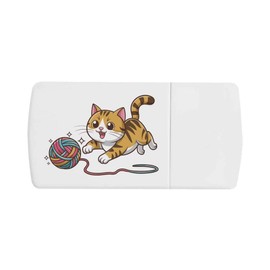 'Playful Cat' Pill Box with Tablet Splitter (PI00031583)