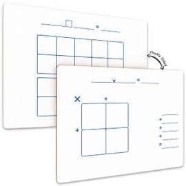 SCRIBBLEDO Dry Erase Ten Frame Area Model Board 9" x 12" Double Sided Whiteboard Math manipulatives for Kids - Area Model and 2 Ten Frames Math Practice for Addition Subtraction and Multiplication