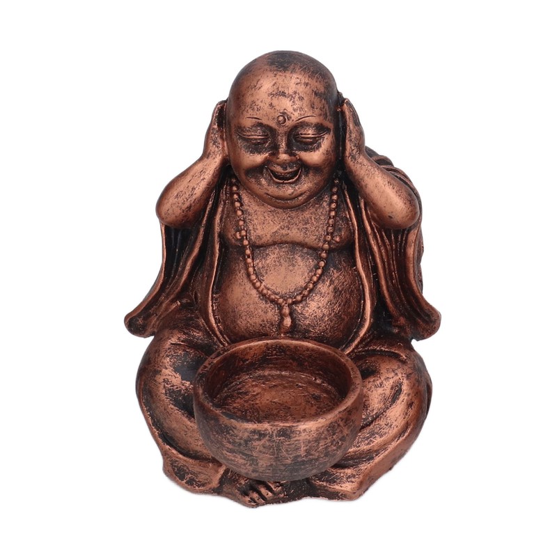 3PCS Buddha Statue Candle Holder Stand Resin Buddha Candlestick Ornament