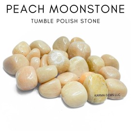 Karma Gems 1lb Peach Moonstone Tumbled Stones-Polished Stones for Positive Energy-Crystal Kit for Fresh Mind & Restful Sleep-Healing Stone for Chakra Balancing-Ideal for Gift & Home Decor (15-25 Mm)