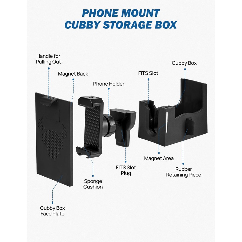 JOYTUTUS Cubby Phone Mount Cubby Storage Compatible with Ford Maverick