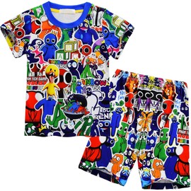 Boys Pajamas Set Rainbows Friends Kids Short Sleeve Two Pieces Pyjamas Size 4-9 Years Sleep-Wear For Boys Mix 4-5 Years