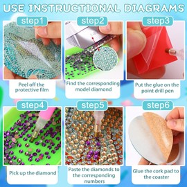 Ocean Diamond Art Painting Coaster Kit, 8Pcs DIY Crafts Kit with Holder, Non Slip Coaster Art Supplies for Adults, Ideal Gift