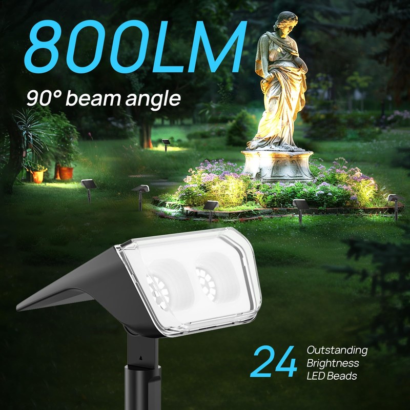 Consciot Solar Spot Lights Outdoor Waterproof, 24 LED Dusk-to-Dawn Solar