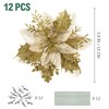 jojofuny 12Pcs Christmas Glitter Poinsettia Flowers, Christmas Tree Flower Decorations