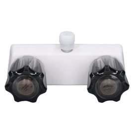 RV Shower Faucet Valve Diverter Shower Mixing Valve Control with 2 Knobs Wheel for Motor Home White Base Brown Knob