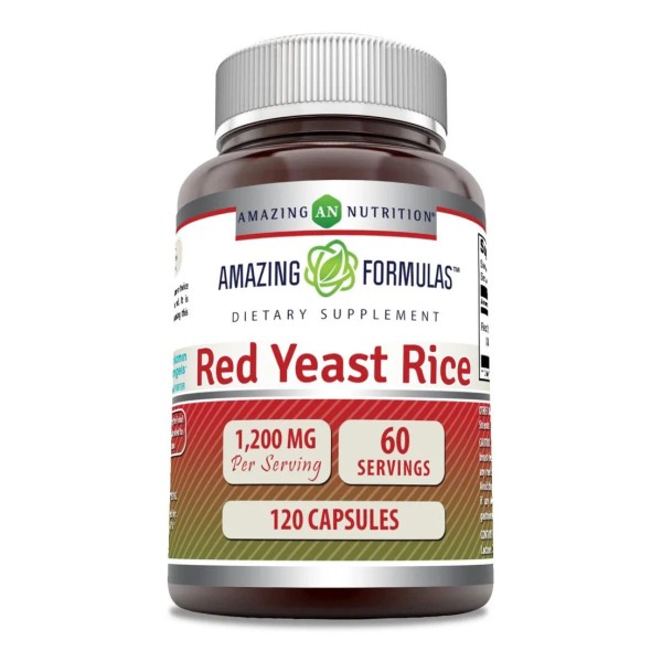 Amazing Nutrition Red Yeast Rice 1,200mg 120 Capsules Sabor Sin