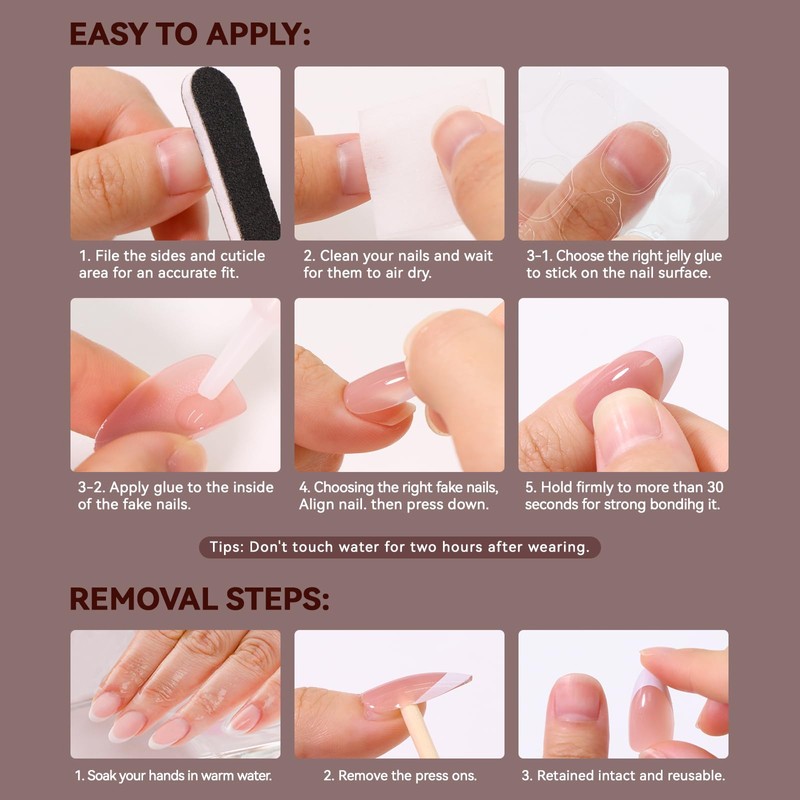 CUZIAM Dark Red Press on Nails Short Square, Sofe Gel