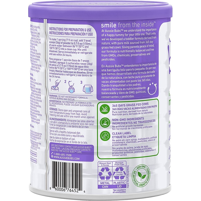 Aussie Bubs Grass Fed Nutritional Milk-Based Toddler Formula, For Kids