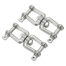 PATIKIL Double Shackle Swivel Hook M6 Working Load 300kg/66lbs, 2Pcs 304 Stainless Steel Jaw to Jaw Swivel Shackle Ring Connector for Marine Mooring Hanging