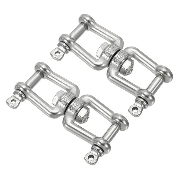 PATIKIL Double Shackle Swivel Hook M6 Working Load 300kg/66lbs, 2Pcs