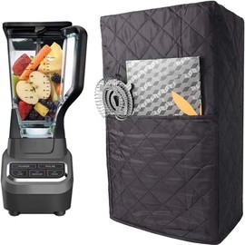 Blender Dust Cover with Large Pocket and Top Handle UCARE Waterproof Polyester Dust Proof Stain Resistant Blender Cover for Home Kitchen Black