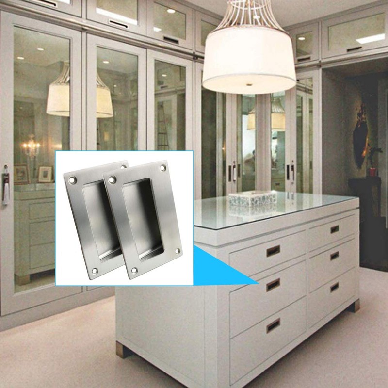 Gasea 2 Packs Flush Recessed Pulls Handles, 5" x 3-1/4"