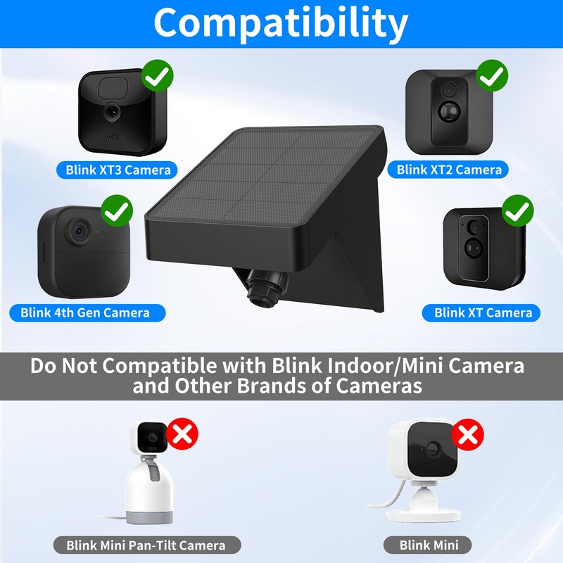 Solar Panel for Blink Outdoor 4 (4th Gen)/XT3/XT2/XT Cameras -