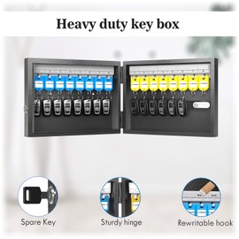 WeHere 72 Key Lock Box Wall Mount, APP Bluetooth/OTP/Wi-Fi/Fixed Code/Key Unlock, Smart Key Cabinet with Key Tag, Key Organizer Holder Box, Key Management Directory for Office, Valet, Realtor, Hotel