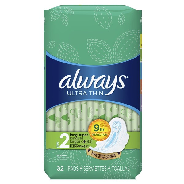 Always Pads Ultra Thin Size 2-32 Count Long Super