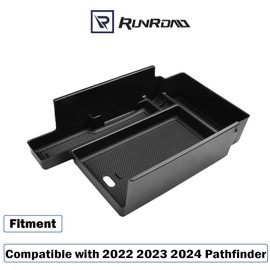 RUNROAD Center Console Upgraded Organizer Compatible with Nissan Pathfinder 2022 2023 2024 Accessories, ABS Console Tray Secondary Storage Box Coin Holder Armrest Interior Organizer Tray Black