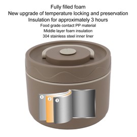 Fiambrera Térmica Bento, Contenedor de Almuerzo Aislado Portátil de 550 Ml, Contenedor de Alimentos Apilable de Acero Inoxidable a Prueba de Fugas (Estilo horno microondas, café