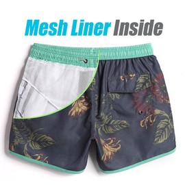 MaaMgic Men's Swimming Trunks Quick Dry Fit Performance Surfing Short Pockets, Green Sideâ, Medium ( Waist:31''-33'' )