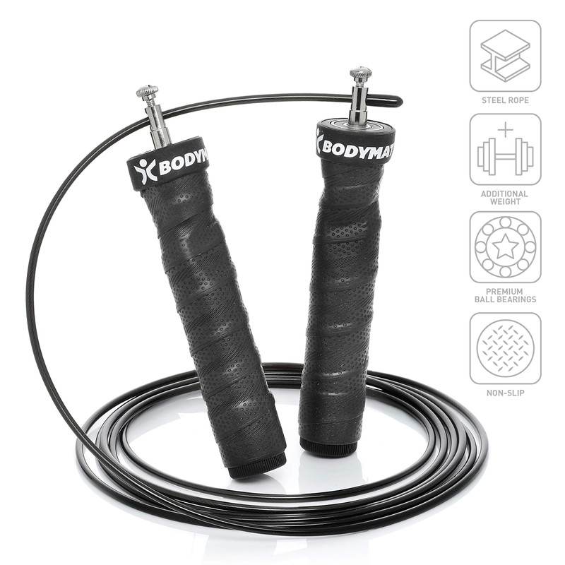 BODYMATE Universal Skipping Rope with Non-Slip Handles Including Two Adjustable