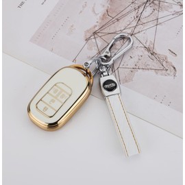 Kinotaka TPU Key Holder for Honda Cars, New N-BOX JF5 JF6 Key Case, New Step Wagon, NBOX Custom, New Vezel, New CIVIC Hatchback FL1 Key Cover, white