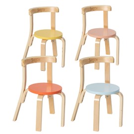 Swegrow Wooden Kids Chair, Toddler Chair for Table, Kids Stackable Chair, Kids Wooden Furniture for Family/Playroom/Classroom（4-Pack-Color）