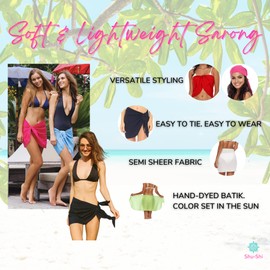 SHU-SHI Traje de baño para mujer, pareo, falda de playa, pareo corto, Rojo -, S